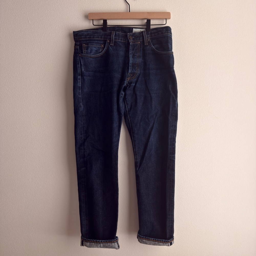 Imogene + Willie Men's Dark Blue Selvedge Barton Slim Jeans Made in USA